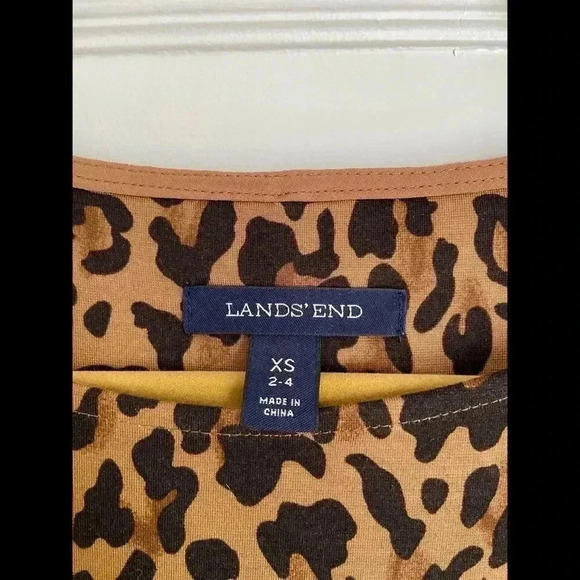 Lands' End Leopard Print Shift Dress Ruffle Hem - Size XS 2-4 - Picture 2 of 2